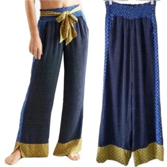 aerie Pants - Aerie Bohemian Wide Leg Patchwork Lounge Pull On Pants